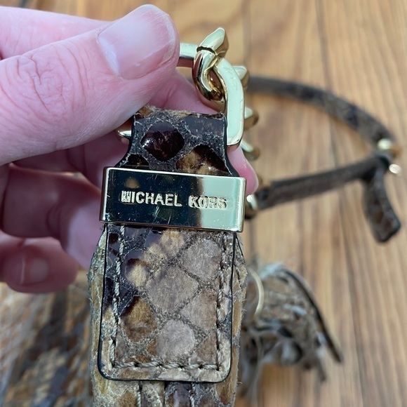 Michael Kors Embossed Leather Crossbody Bag Brown Python Snakeskin - Picture 4 of 13